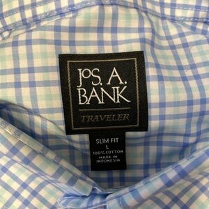 Jos. A. Bank Men's Blue Checkered Slim Fit Shirt